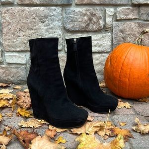 SOLD - Prada black suede platform booties in size 41 (US size 10)